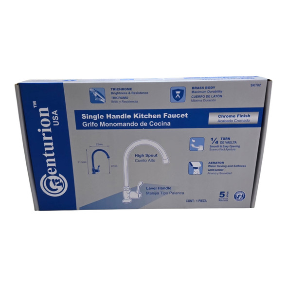 GOOSE NECK KITCHEN FAUCET CENTURION HIGH SPOUT LEVER SKT02