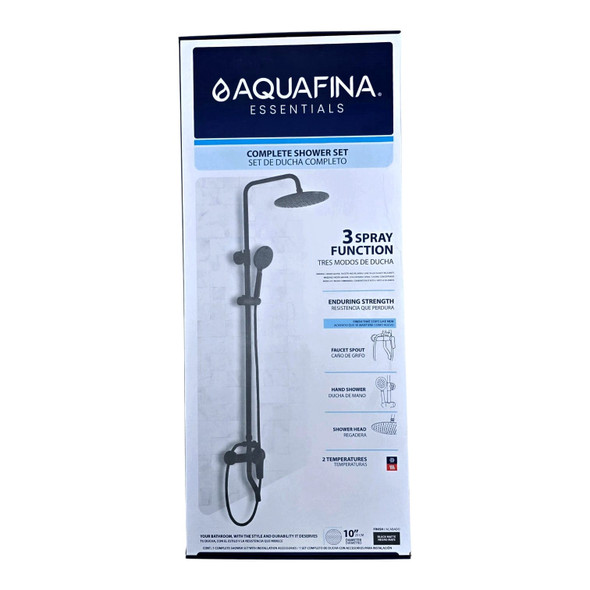 SHOWER SYSTEM AQUAFINA WALL MOUNT 10" ROUND BLACK MATT A-CSSR89-B