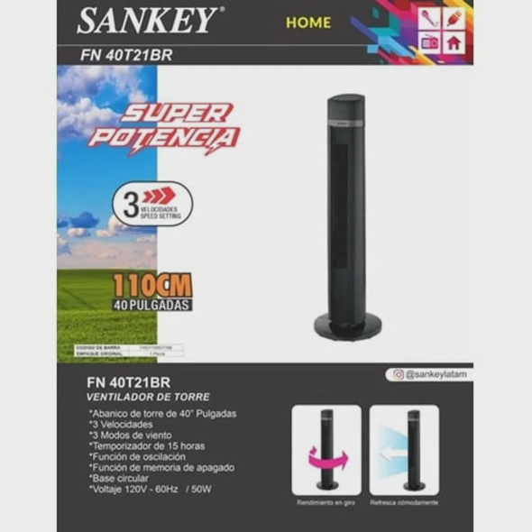 FAN TOWER SANKEY 43" FN-40T21BR BLACK