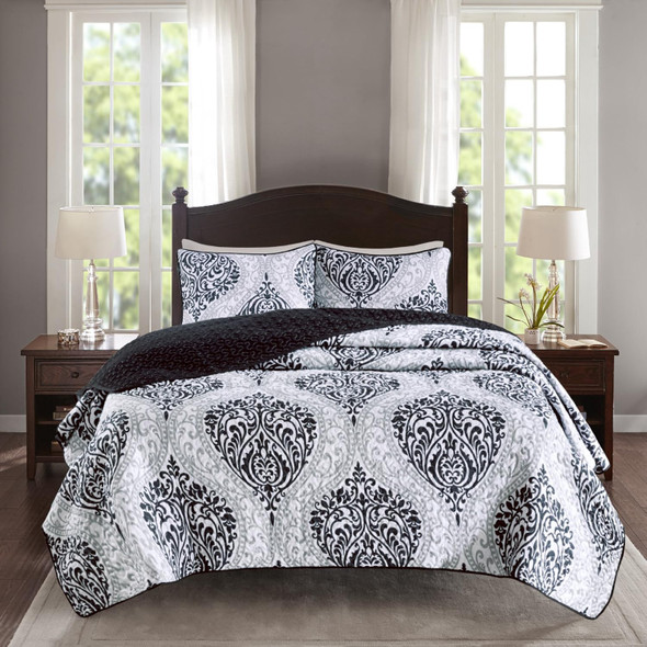 Quilt Set Comfort Spaces 3pc Set Black