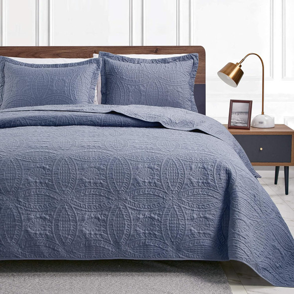Quilt Set 3pc Full/Queen Blue