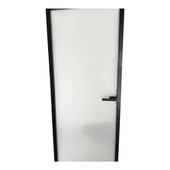 DOOR SHOWER 32" X 80" BLACK FRAME FROSTED GLASS 20260315-9 HANDLE ON GLASS