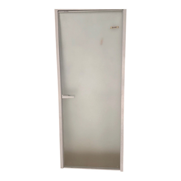 DOOR SHOWER 32" X 80" WHITE FRAME FROSTED GLASS 20260315-12 HANDLE ON GLASS