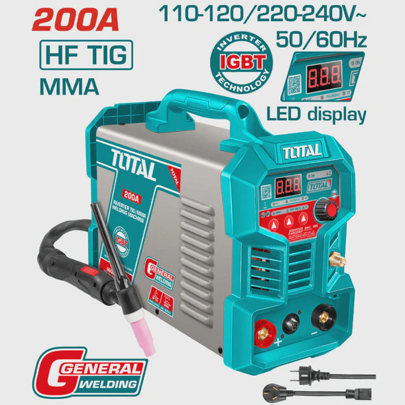 WELDING MACHINE TOTAL UTIG20058 DIGITAL INVERTER 200A MMA-HF TIG  110-220V