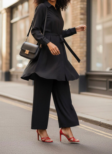 Pants Suit Set 2pc Grey / Black