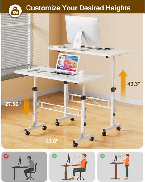 COMPUTER DESK STANDING ADJUSTABLE COMPACT WHITE MD06G