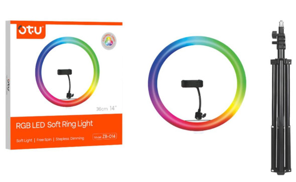 LED RGB SOFT RING LIGHT 14" OTU ZB-014 WITH TRIPOD STAND