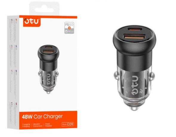 CHARGER CAR OTU C09 FAST CHARGING CAR CHARGER 2USB 48W TYPE-C + USB PD QC3.0