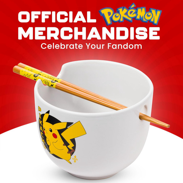 Ramen Bowl Silver Buffalo Pokemon Pikachu w/chopstick 20oP
