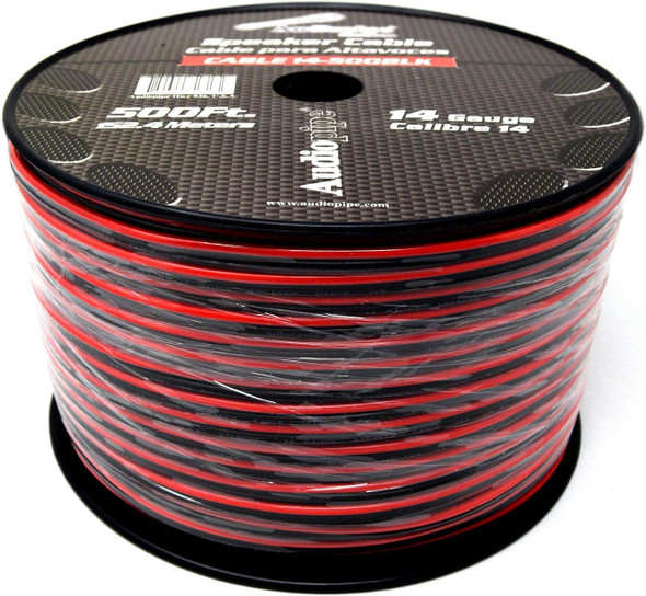 SPEAKER WIRE 14G CABLE 14-500 BLK AUDIO PIPE BLACK AND RED 500FT SOLD PER ROLL