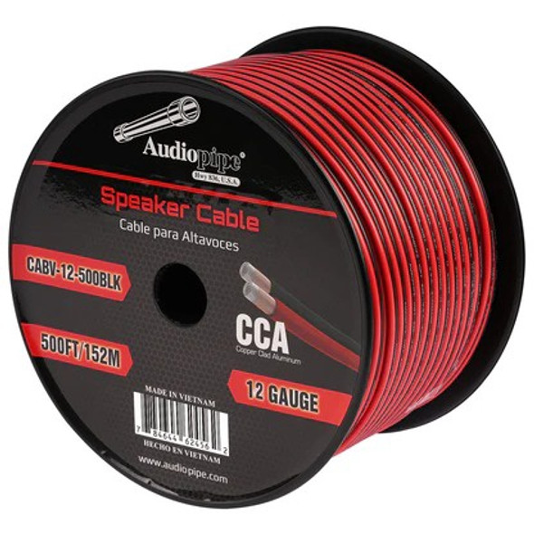 SPEAKER WIRE 12G CABLE 12-500 BLK AUDIO PIPE BLACK AND RED 500FT SOLD PER ROLL SPEAKER WIRE 12G CABLE 12-500 BLK AUDIO PIPE BLACK AND RED 500FT SOLD PER ROLL
