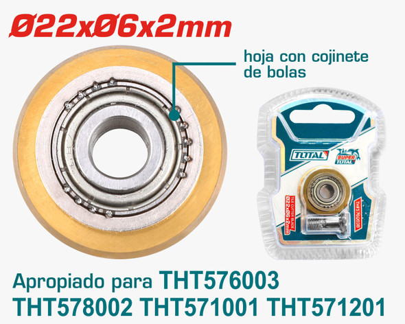 TILE CUTTER BLADE TOTAL 22X06X2MM THT576003B
