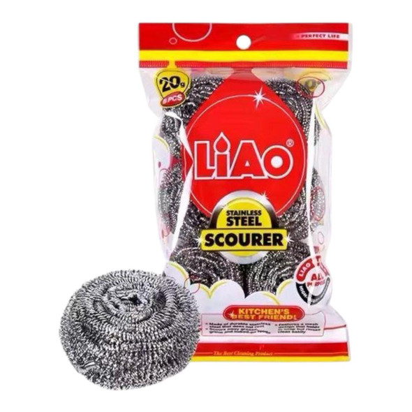 SCOURER PAD STAINLESS STEEL 6PCS LIAO H130050