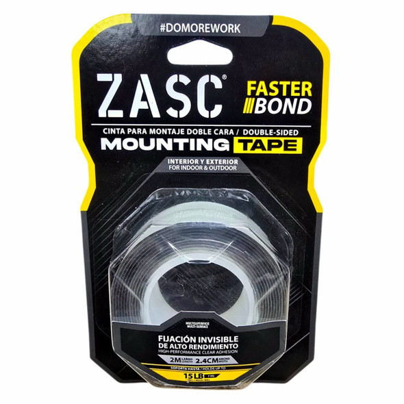 TAPE DOUBLE SIDED MOUNTING ZASC 2MX2.4CM CLEAR Z-DMT2.4X2M-CL