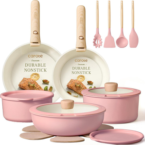Pot Set Carote Non Stick 19pcs Pink