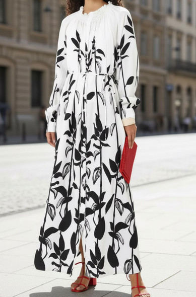 Dress Casual Print Black White