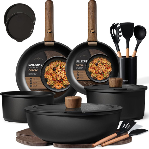 Pot Set Carote Non Stick 21pcs Black