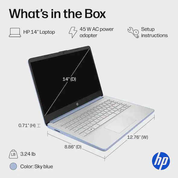 LAPTOP HP 14-DQ6102DX SKY BLUE 4GB 128GB N150 14"