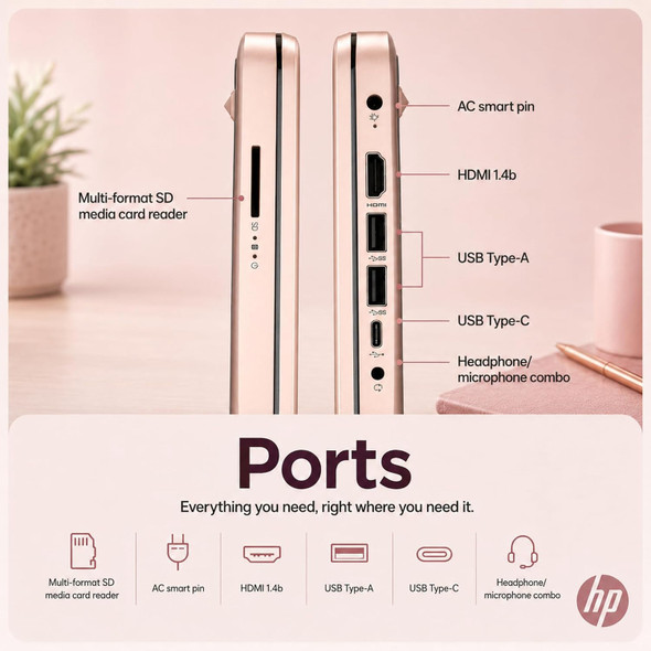 LAPTOP HP 14-DQ3015DX-128GB ROSE GOLD 8GB 128GB 14"