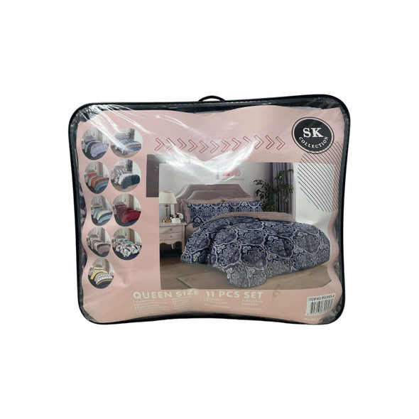 BED SHEET COMFORTER 11PCS SET QUEEN SK11Q RO3005-6