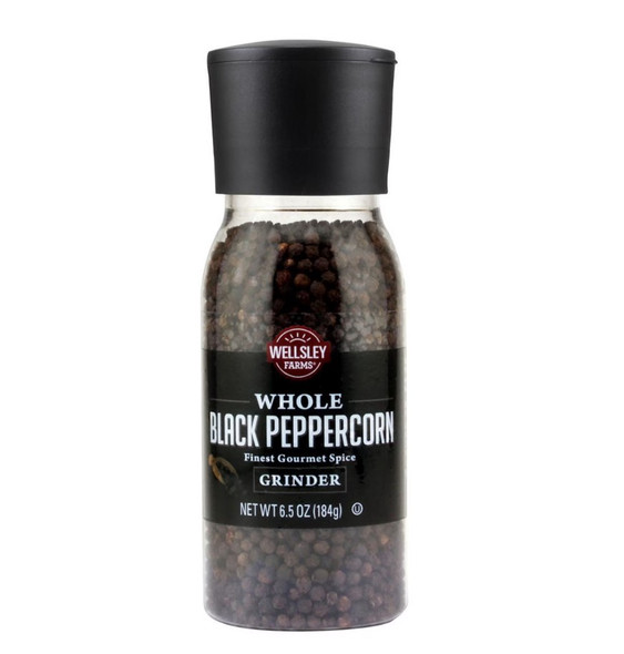 WELLSELY FARMS WHOLE BLACK PEPPERCORN SPICE GRINDER 6.5oz 184g