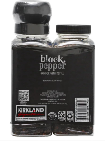 KIRKLAND SIGNATURE BLACK PEPPER GRINDER WITH REFILL 2PCS SET 12.6oz 357g
