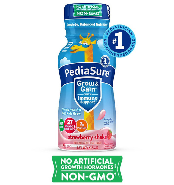 ABBOTT PEDIASURE GROW & GAIN WITH IMMUNE SUPPORT STRAWBERRY SHAKE 8fl 237ml
