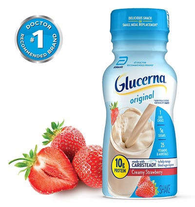 ABBOTT GLUCERNA ORIGINAL CREAMY STRAWBERRY SHAKE 10g PROTEIN 8fl 237ml
