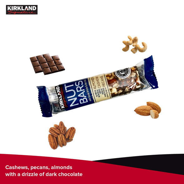 KIRKLAND SIGNATURE NUT BARS WITH COCOA DRIZZLE & SEA SALT ALMONDS CASHEWS PECANS 1.41oz 40g
