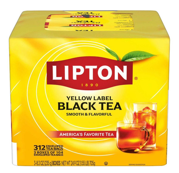 LIPTON YELLOW LABEL BLACK TEA 312 ENVELOPED TEA BAGS 8.3oz 235g 3BOX PACK