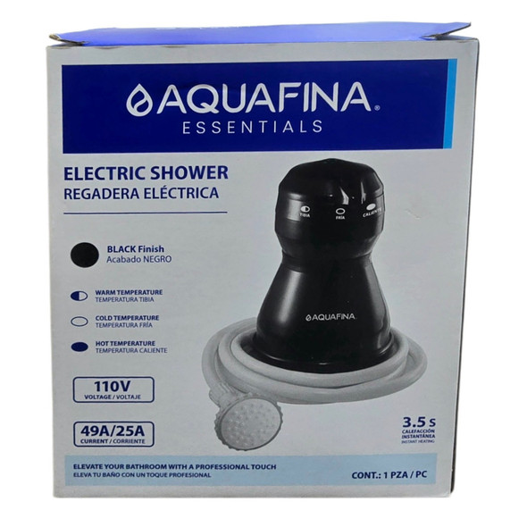 ELECTRIC SHOWER HEATER AQUAFINA BLACK 110V A-A04-BK