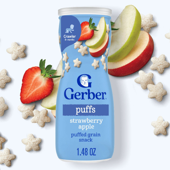 GERBER PUFFS STRAWBERRY APPLE GRAIN SNACK 1.48oz 42g