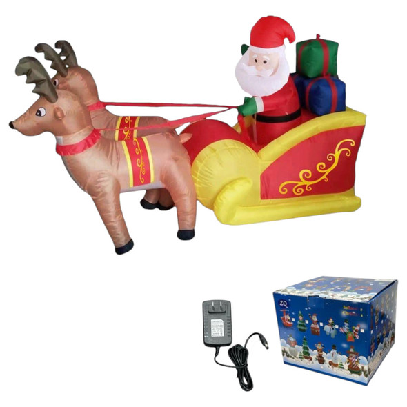 CHRISTMAS DECORATIONS INFLATABLE SDCQ-8349-Y63 RAINDEER SLEIGH 2.1M 7FT