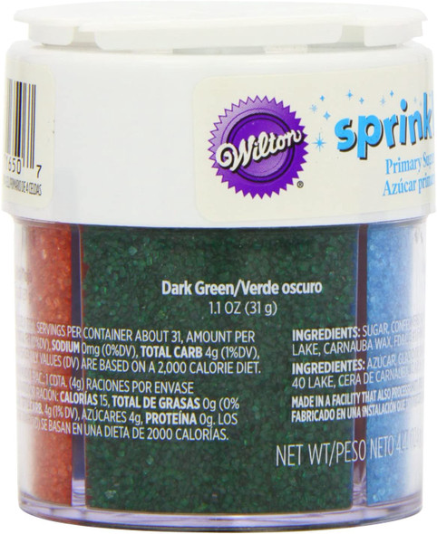 BAKING WILTON SPRINKLES SUGAR 4 COLOR 710-650 4.4oz 124G BAKING WILTON SPRINKLES SUGAR 4 COLOR 710-650 4.4oz 124G