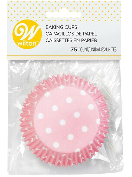 BAKING WILTON BAKING CUPS 75PCS PINK DOTS 415-0150