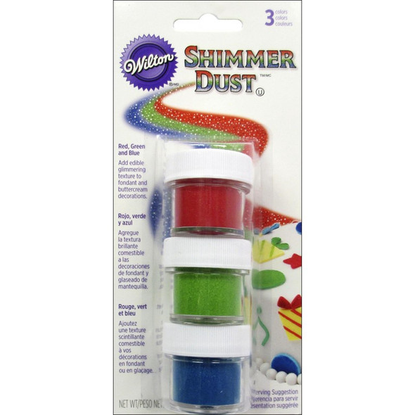 BAKING WILTON Shimmer Dust Red, Green, Blue 3PCS Pack 0.47oz 13.5g 703-210 BAKING WILTON Shimmer Dust Red, Green, Blue 3PCS Pack 0.47oz 13.5g 703-210