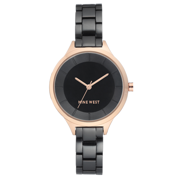 WATCH NINE WEST WOMEN ROSE GOLD-TONE AND GUNMETAL BRACELET NW/2225BKRT