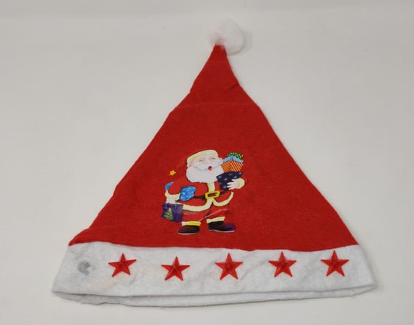 Christmas Decorations Santa Hat Red & White With Lighted Stars TM319