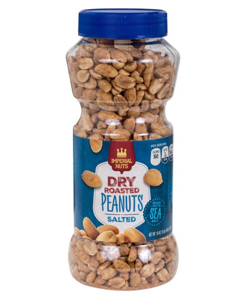 IMPERIAL NUTS DRY ROASTED PEANUTS SALTED SEA 16oz 454g