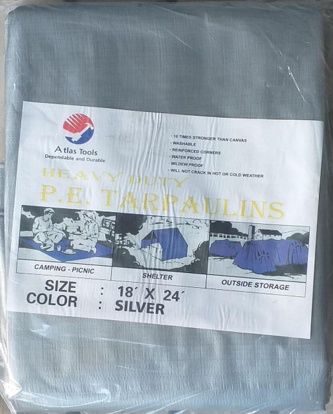 TARPAULIN SILVER 18'X 24' ATLAS