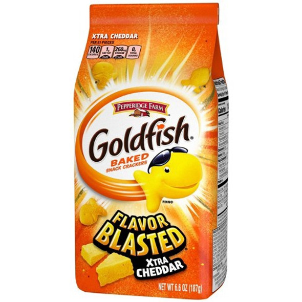 PEPPERIDGE FARM GOLDFISH FLAVOR BLASTED XTRA CHEDDAR BAKED SNACK CRACKERS 6.6oz 187g