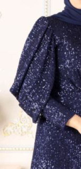 Dress Evening Elegan Navy Sequins