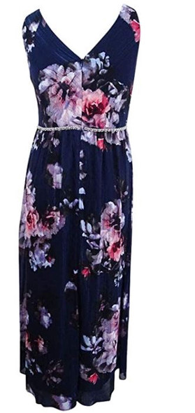 Dress Evening SLNY Floral Navy