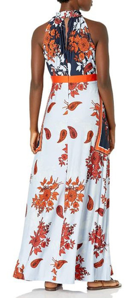 Dress Gabby Skye Mock Neck Floral Print  Maxi Orange