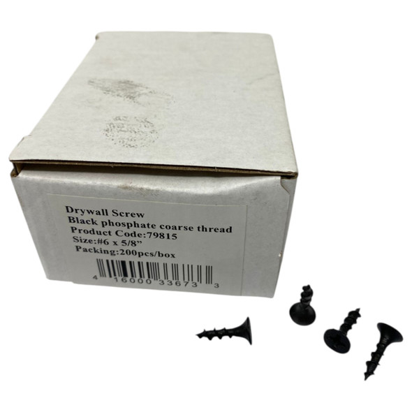 SCREW DRYWALL 6 X 5/8" BLACK 200PCS BOX 79815 COARSE THREAD
