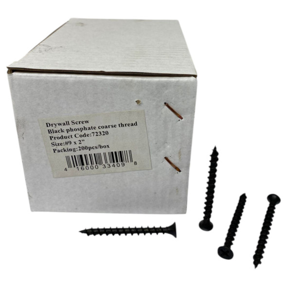 SCREW DRYWALL 9 X 2" BLACK 200PCS BOX 72320 COARSE THREAD