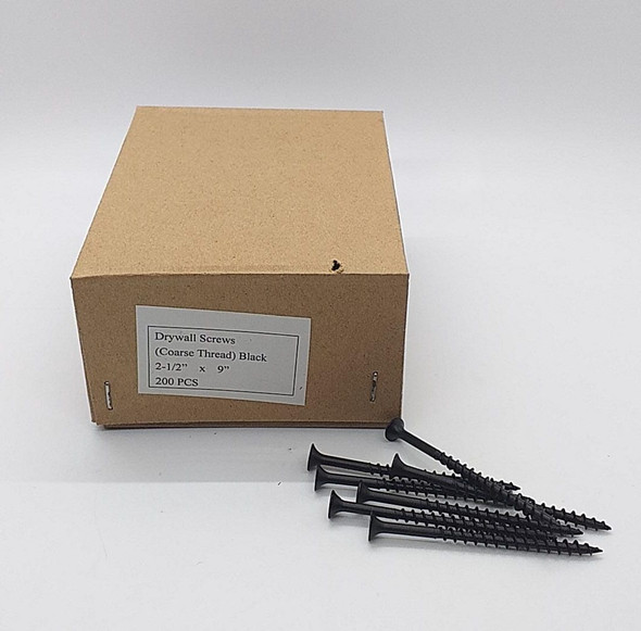 SCREW DRYWALL 9 X 2 1/2" BLACK 200PCS BOX 198400000293 COARSE THREAD