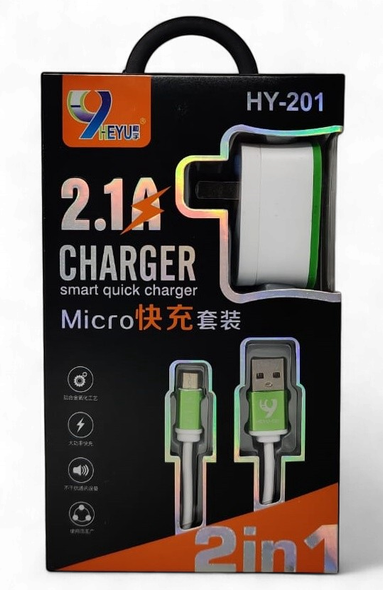CHARGER USB ADAPTOR HEYU HY-201 2.1A 2in1 WITH CABLE MICRO