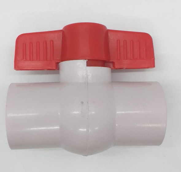 BALL VALVE 1" PVC WHITE RED/BLUE TOP