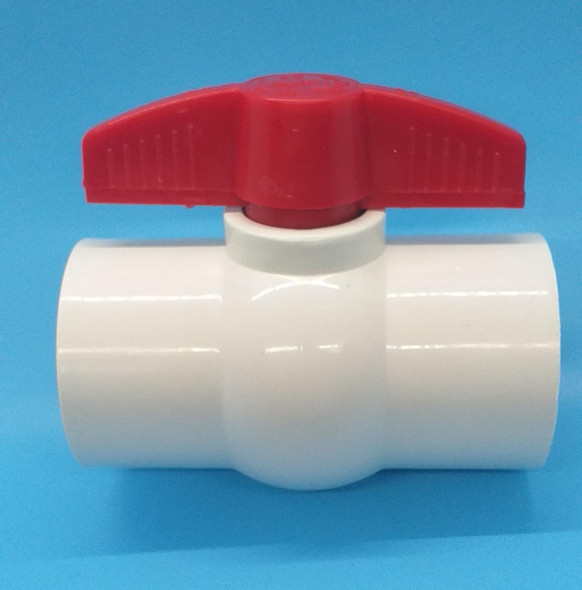 BALL VALVE 2" PVC WHITE WITH RED OR BLUE TOP